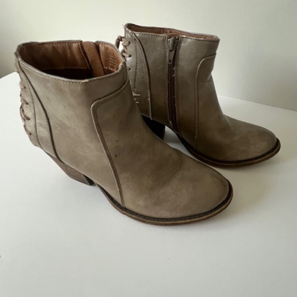Now or Never Taupe Lace-Up Ankle Booties